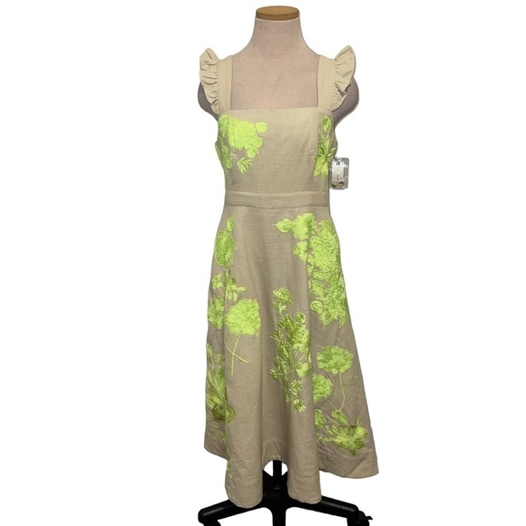 NWT Anthropologie Floral Embroidered Midi Dress Size 2 - Picture 5 of 16